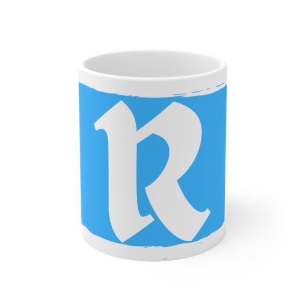 Blue R Ceramic Coffee Cups, 11oz, 15oz