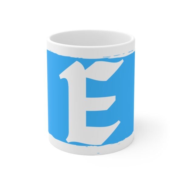 Blue E Ceramic Coffee Cups, 11oz, 15oz