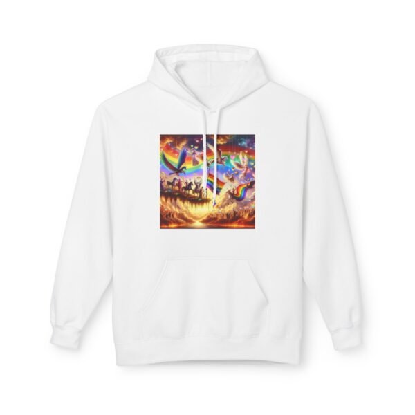 Vibrant Rainbow Fleece Hoodie, Cozy Unisex Sweatshirt, Festival Apparel, Perfect for Gifting, Colorful Graphic Hoodie - Image 6
