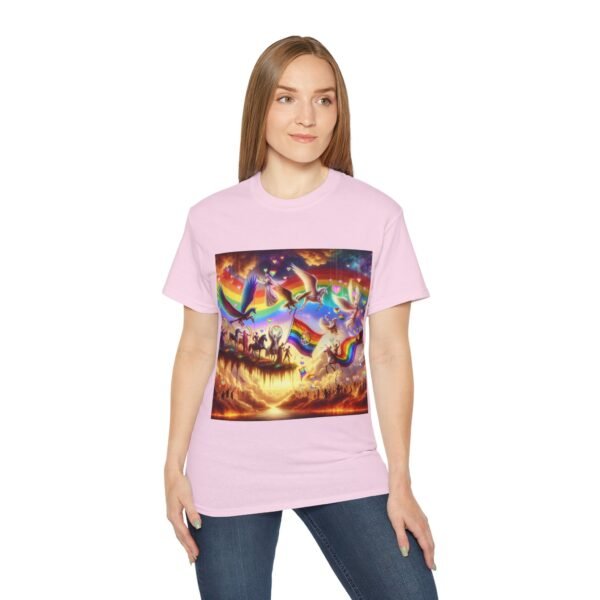Colorful Rainbow Fantasy Tee, Unisex T-Shirt for Summer, LGBTQ Pride Apparel, Gift for Unicorn Lovers, Festival Fashion - Image 6