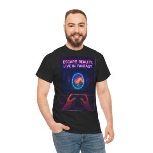 Fantasy Portal Gamer T-shirt - Escape Reality, Live in Fantasy (Front)