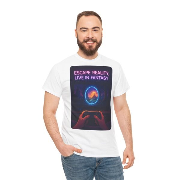 Fantasy Portal Gamer T-shirt - Escape Reality, Live in Fantasy (Front) - Image 10