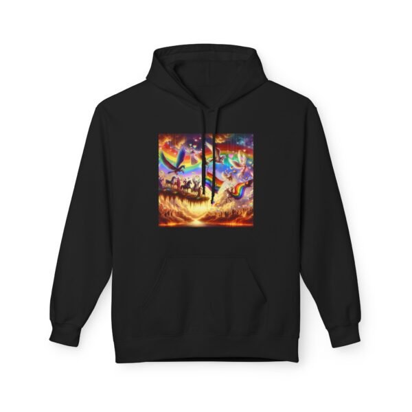 Vibrant Rainbow Fleece Hoodie, Cozy Unisex Sweatshirt, Festival Apparel, Perfect for Gifting, Colorful Graphic Hoodie - Image 10