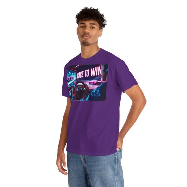 Racing SIM Inspired Unisex T-shirt, Race to Win Design (Front)