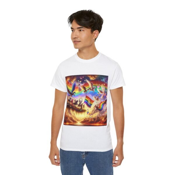 Colorful Rainbow Fantasy Tee, Unisex T-Shirt for Summer, LGBTQ Pride Apparel, Gift for Unicorn Lovers, Festival Fashion - Image 12