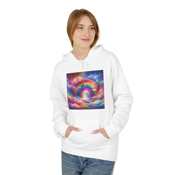 Rainbow Dreams Cozy Fleece Hoodie | Unisex Softstyle Sweatshirt, Gift For Her, Fashion Hoodie, Relaxing Wear, Unique Artwork - Image 9