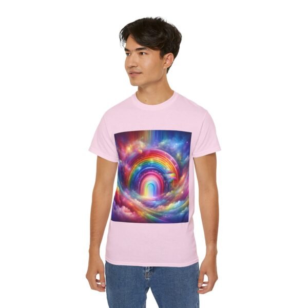 Colorful Rainbow Clouds Unisex Cotton Tee, Vibrant Graphic Tee, Casual Wear, Gift for Friends, Summer Vibes, Festival Shirt - Image 7