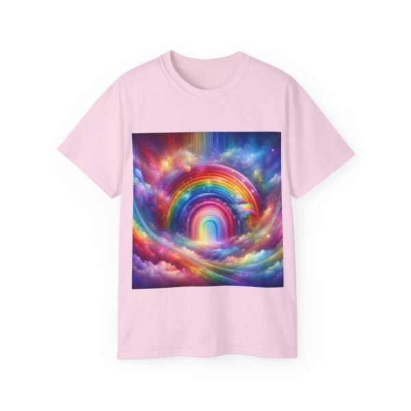 Colorful Rainbow Clouds Unisex Cotton Tee, Vibrant Graphic Tee, Casual Wear, Gift for Friends, Summer Vibes, Festival Shirt - Image 2