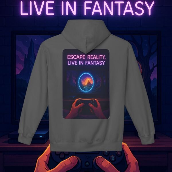 Fantasy Portal Gamer Fleece Hoodie - Escape Reality, Live in Fantasy - Image 14