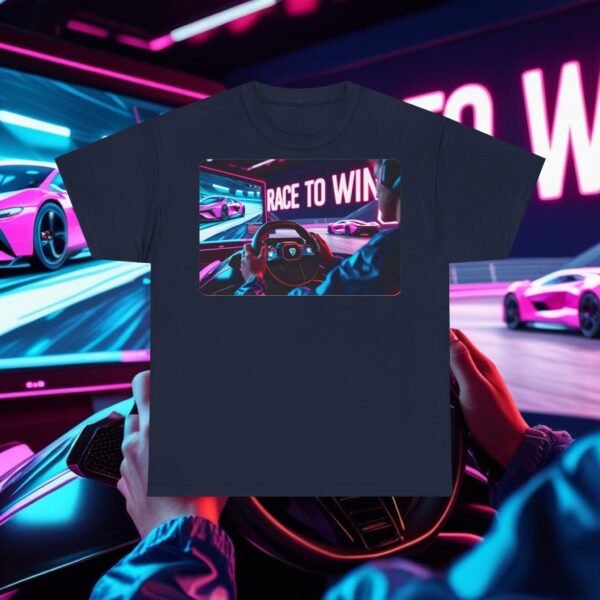 Racing SIM Inspired Unisex T-shirt, Race to Win Design (Front) - Image 36