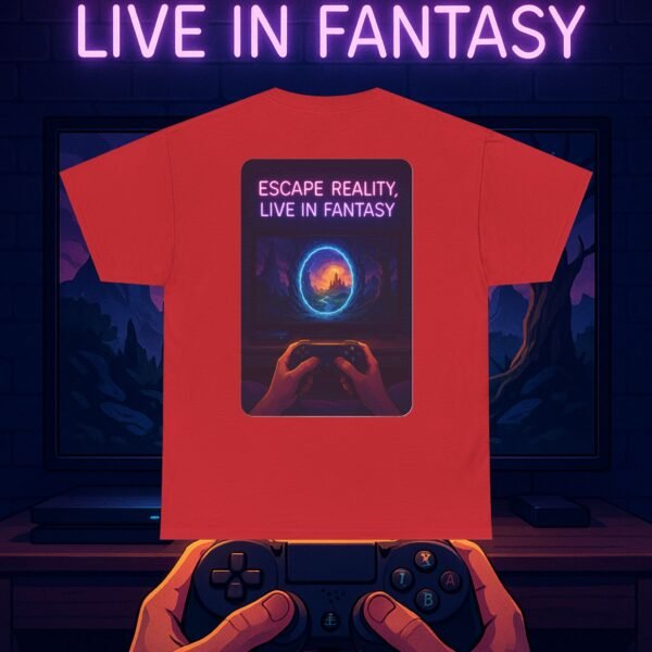 Fantasy Portal Gamer T-shirt - Escape Reality, Live in Fantasy - Image 30