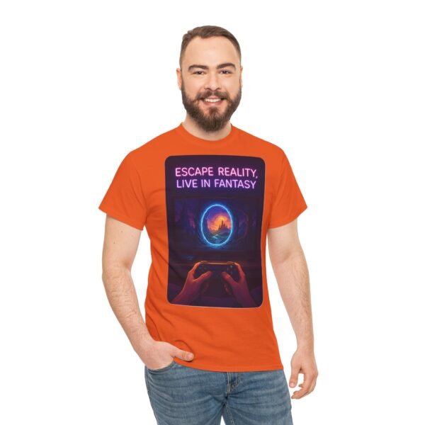 Fantasy Portal Gamer T-shirt - Escape Reality, Live in Fantasy (Front) - Image 20