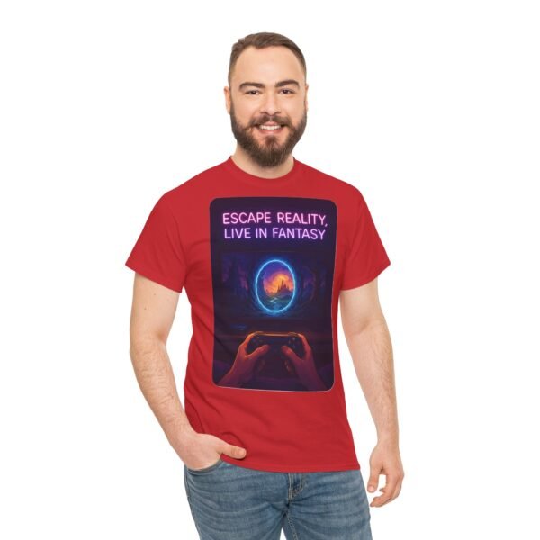 Fantasy Portal Gamer T-shirt - Escape Reality, Live in Fantasy (Front) - Image 40
