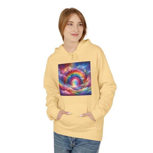 Rainbow Dreams Cozy Fleece Hoodie | Unisex Softstyle Sweatshirt, Gift For Her, Fashion Hoodie, Relaxing Wear, Unique Artwork