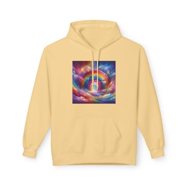 Rainbow Dreams Cozy Fleece Hoodie | Unisex Softstyle Sweatshirt, Gift For Her, Fashion Hoodie, Relaxing Wear, Unique Artwork - Image 2