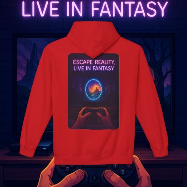 Fantasy Portal Gamer Fleece Hoodie - Escape Reality, Live in Fantasy - Image 22