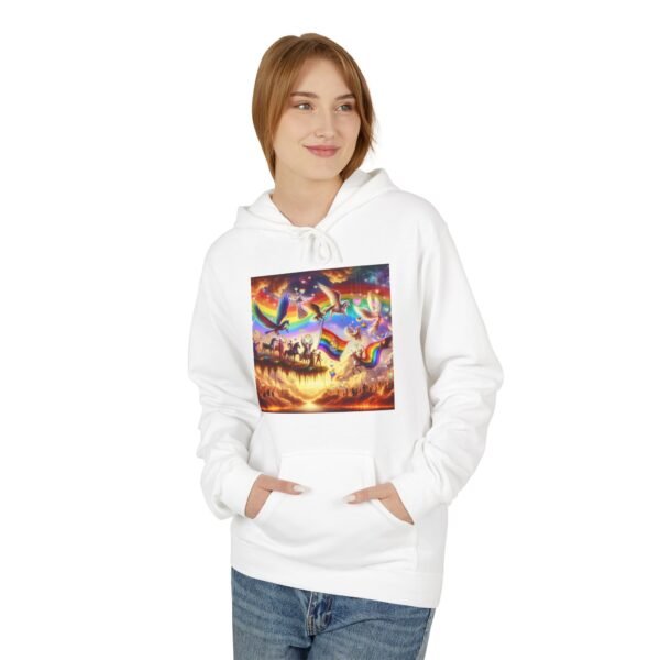 Vibrant Rainbow Fleece Hoodie, Cozy Unisex Sweatshirt, Festival Apparel, Perfect for Gifting, Colorful Graphic Hoodie - Image 8