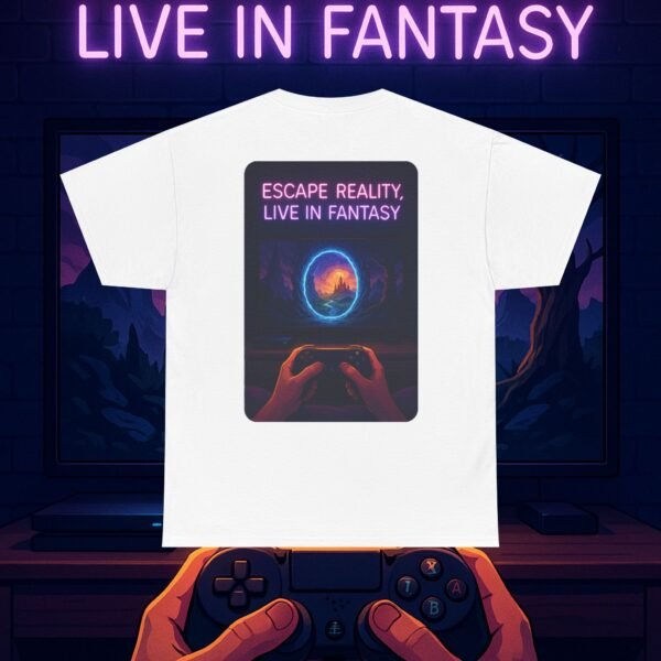 Fantasy Portal Gamer T-shirt - Escape Reality, Live in Fantasy - Image 6