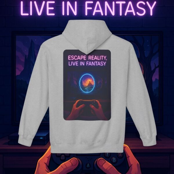 Fantasy Portal Gamer Fleece Hoodie - Escape Reality, Live in Fantasy - Image 10