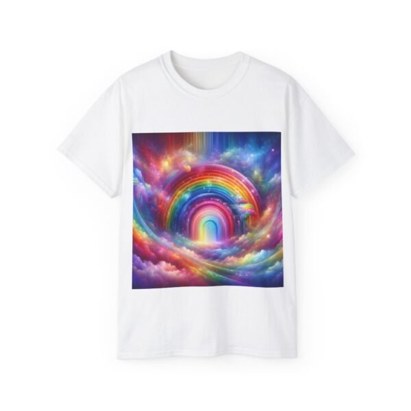 Colorful Rainbow Clouds Unisex Cotton Tee, Vibrant Graphic Tee, Casual Wear, Gift for Friends, Summer Vibes, Festival Shirt - Image 8