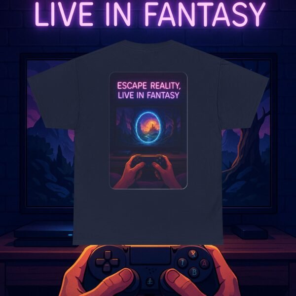 Fantasy Portal Gamer T-shirt - Escape Reality, Live in Fantasy - Image 22