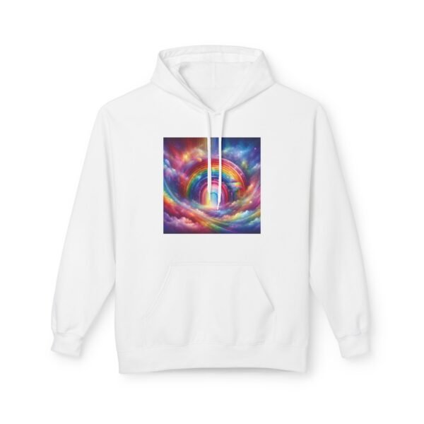 Rainbow Dreams Cozy Fleece Hoodie | Unisex Softstyle Sweatshirt, Gift For Her, Fashion Hoodie, Relaxing Wear, Unique Artwork - Image 7
