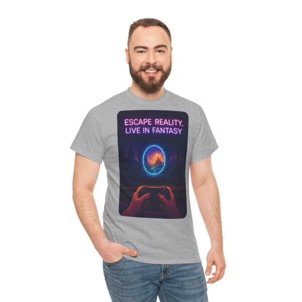 Fantasy Portal Gamer T-shirt - Escape Reality, Live in Fantasy (Front) - Image 15