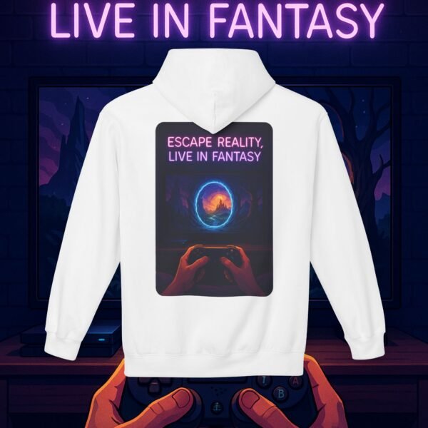 Fantasy Portal Gamer Fleece Hoodie - Escape Reality, Live in Fantasy