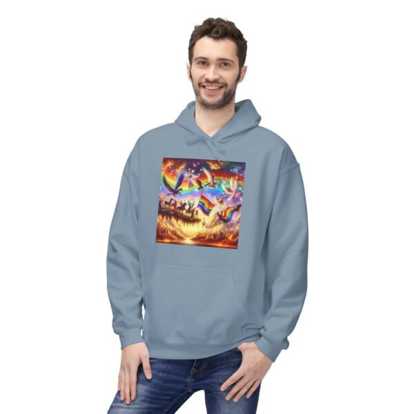 Vibrant Rainbow Fleece Hoodie, Cozy Unisex Sweatshirt, Festival Apparel, Perfect for Gifting, Colorful Graphic Hoodie