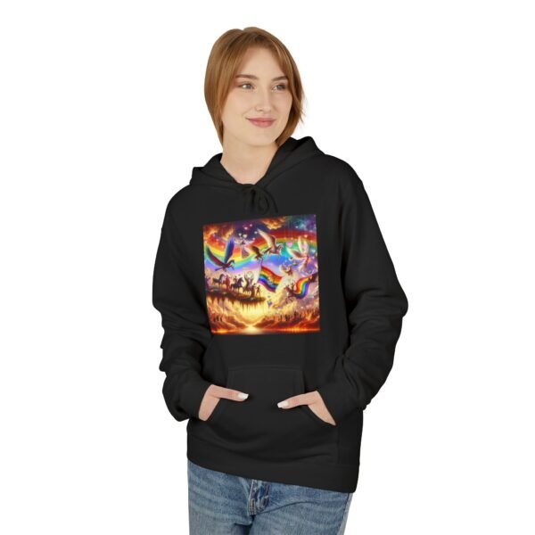 Vibrant Rainbow Fleece Hoodie, Cozy Unisex Sweatshirt, Festival Apparel, Perfect for Gifting, Colorful Graphic Hoodie - Image 12
