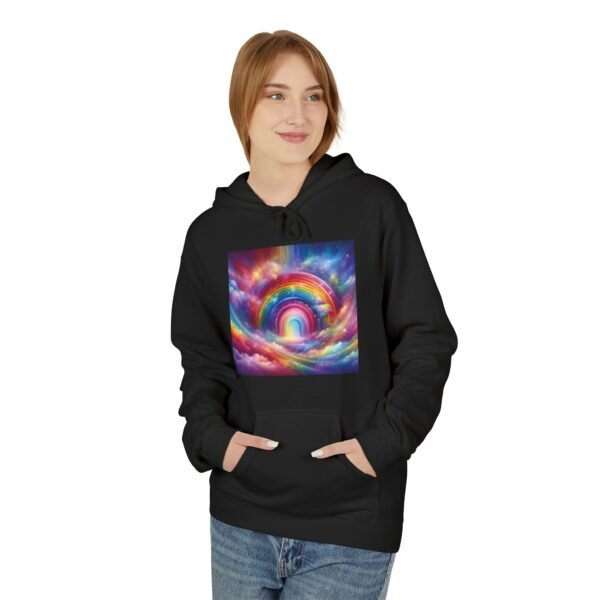 Rainbow Dreams Cozy Fleece Hoodie | Unisex Softstyle Sweatshirt, Gift For Her, Fashion Hoodie, Relaxing Wear, Unique Artwork - Image 13