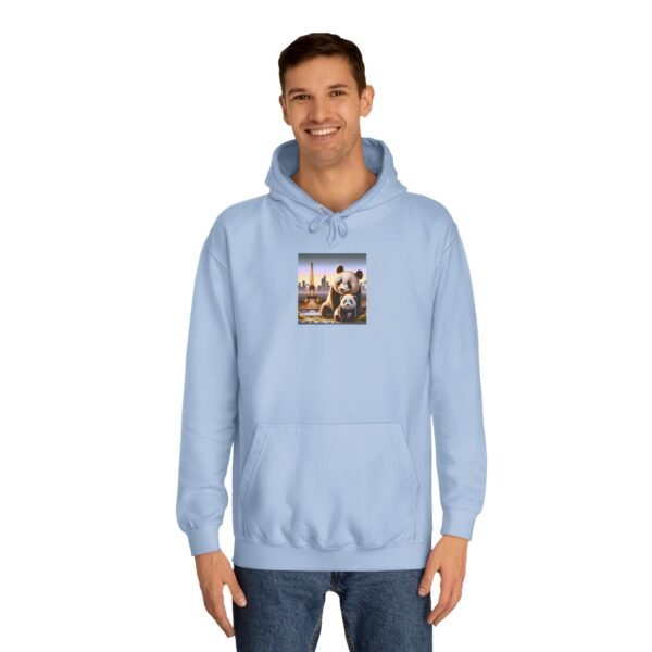 Cozy Unisex College Hoodie - Pandas in Paris (Front) - Image 3